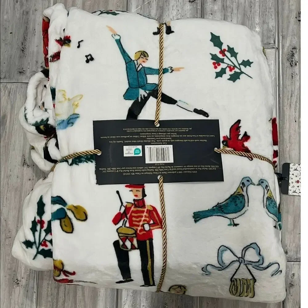 Rachel Roy 12 Days of Christmas Plush Blanket Full Queen Holiday Cozy